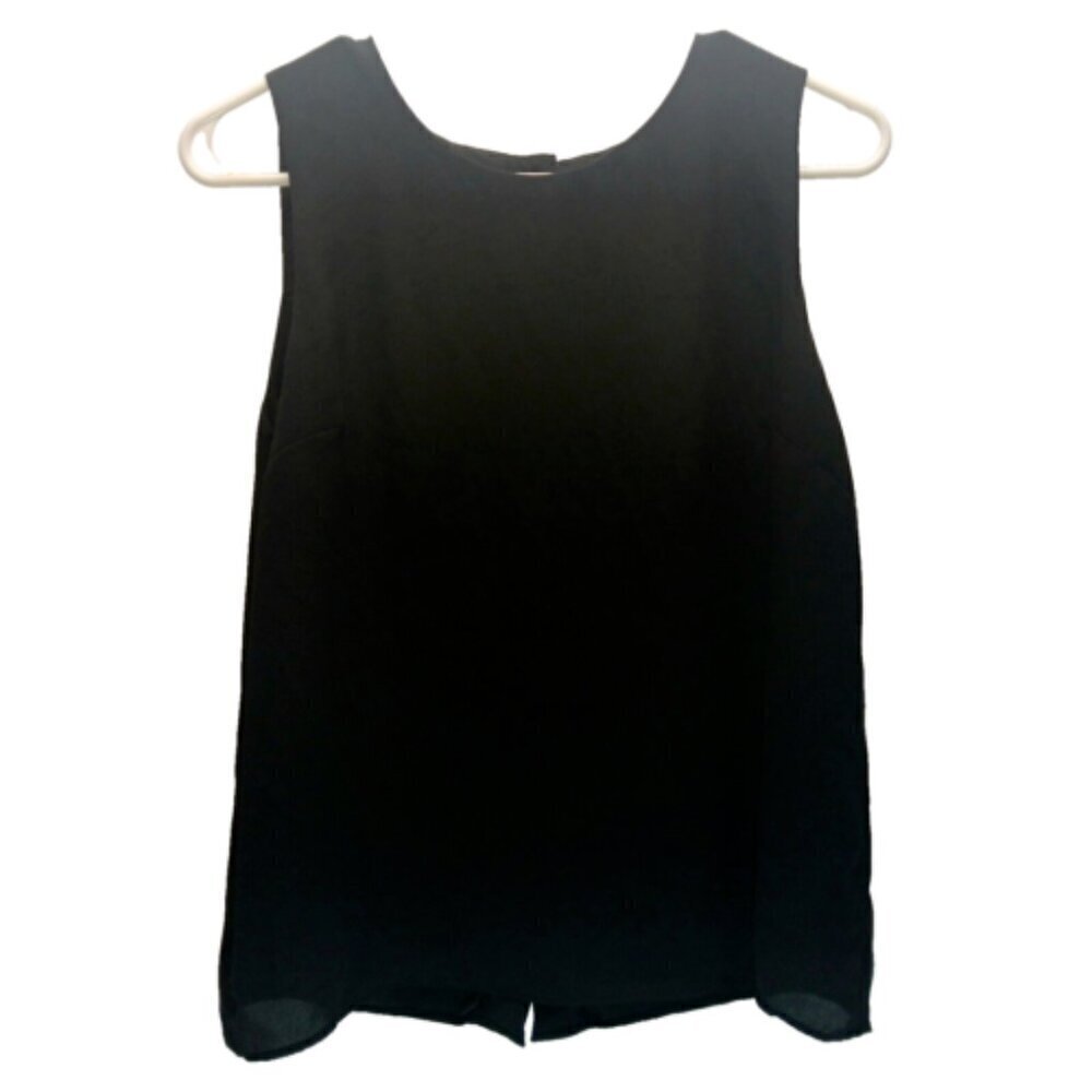 Banana Republic Ladies Small‎ Tank Blouse Black Button Back Sheer Overlay EUC